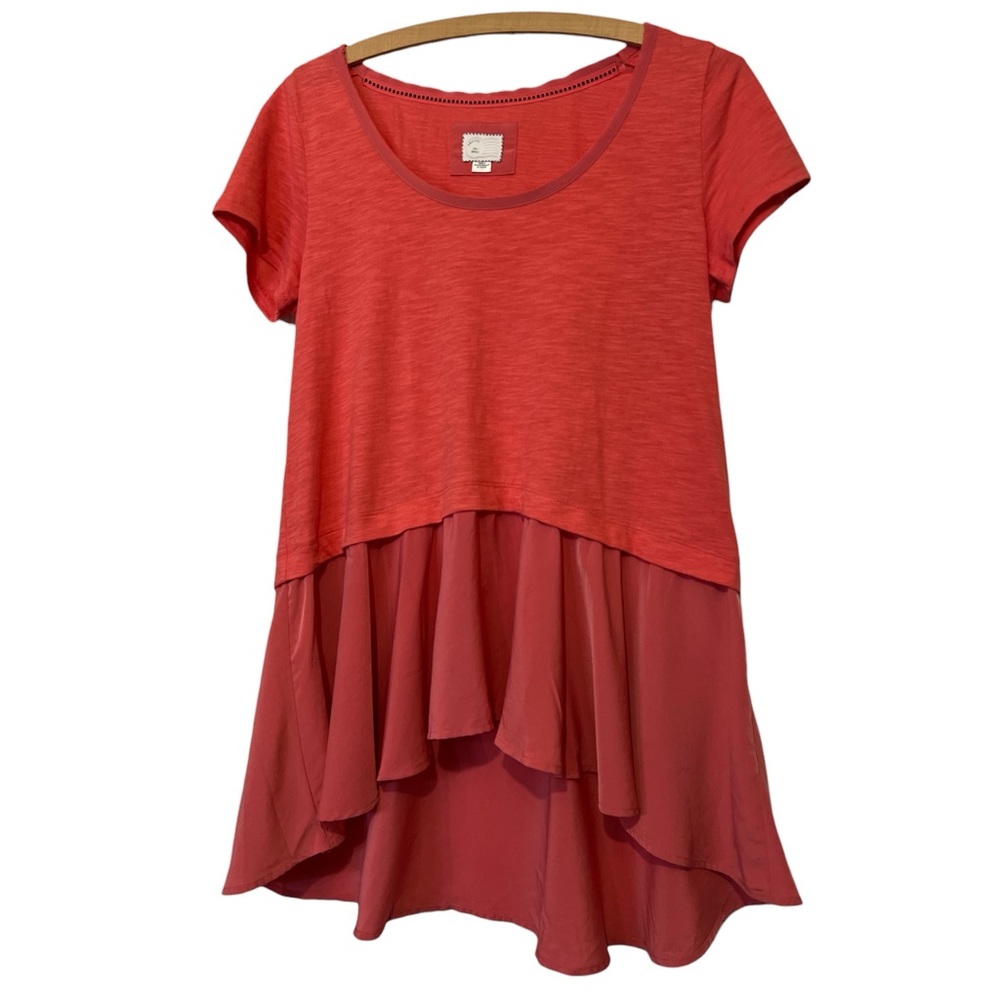 Postmark from Anthropologie Tunic Top‎ Short Sleeve, Rust Color, Size Small